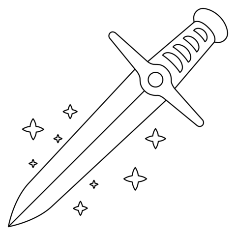 Dagger Emoji Coloring Page